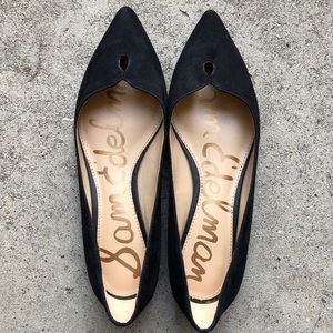 Sam Edelman Suede Black Flats Almond Toe